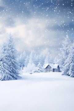 Tranquil winter background with fresh snowfall