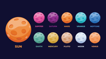 Vector universe planets and space concept illustration of our solar system © powerpointschool
