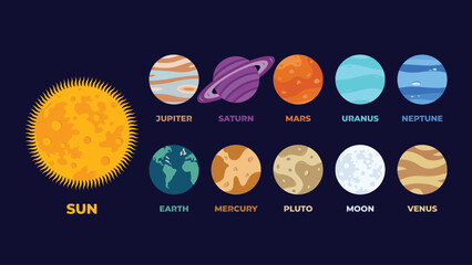 Vector planets of our solar system and space elements © powerpointschool