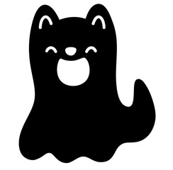 Cute kawaii dog ghost halloween cartoon silhouette 