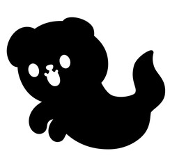 Cute kawaii dog ghost halloween cartoon silhouette 