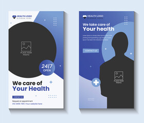 Editable medical healthcare dental Instagram stories social media square web ads banner flyer post template design collection