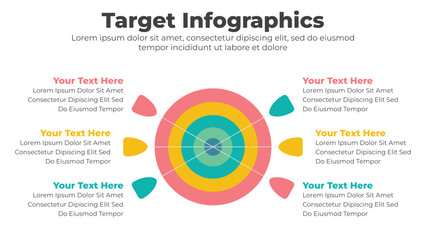 3d target arrow set for business infographic for presentation
