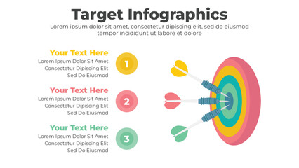 Target arrow with four steps goal infographic template for business presentation