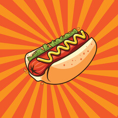 Illustration vector graphic of hot dog poster vintage style