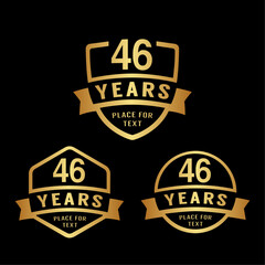 46 years anniversary celebration logotype. 46th anniversary logo collection. Set of anniversary design template. Vector illustration.

