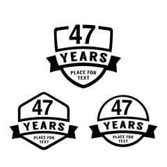 47 years anniversary celebration logotype. 47th anniversary logo collection. Set of anniversary design template. Vector illustration.
