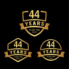 44 years anniversary celebration logotype. 44th anniversary logo collection. Set of anniversary design template. Vector illustration.
 - obrazy, fototapety, plakaty