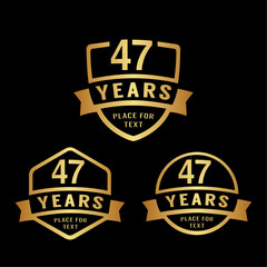 47 years anniversary celebration logotype. 47th anniversary logo collection. Set of anniversary design template. Vector illustration.

