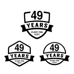 49 years anniversary celebration logotype. 49th anniversary logo collection. Set of anniversary design template. Vector illustration.
