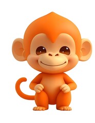 Cute monkey 3d illustration mascot cartoon design isolated on white background