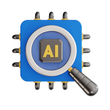 ai search 3d, high quality render, transparent background, artificial intelligence 3d pack