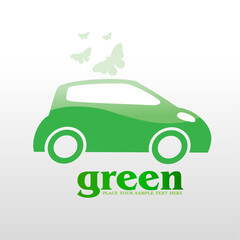 eco car concept,green electric car ,eco friendly, clear ecology driving.