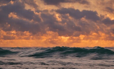 Fototapeta na wymiar sunset under the waves on the beach retro style