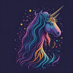 Cosmic Unicorn Colorful unicorn in a psychedelic style background 
