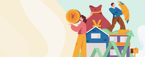Home loan flat vector concept operation illustration
