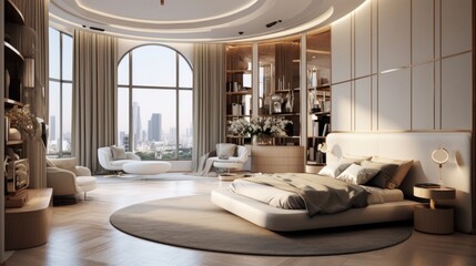 Art deco style interior design of modern bedroom