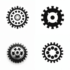 Icon of Differential Gear in black and white, transparent background Generative AI