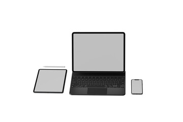 Device screen mockup. set of smartphone, tablet, laptop, blank screen mockup. Vector illustration