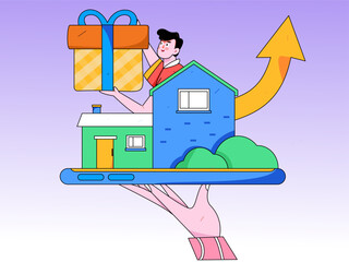 Home loan flat vector concept operation illustration
