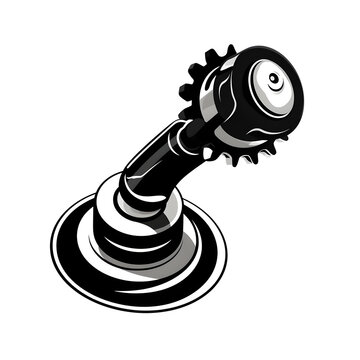 Icon of Gear Shift in black and white, transparent background Generative AI
