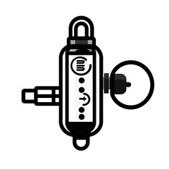 Icon of Oxygen Sensor in black and white, transparent background Generative AI