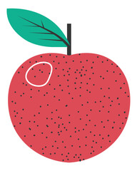 Ripe apple with leaf, organic fruits meal vector