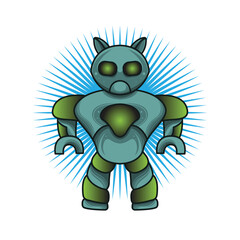 futuristic and trendy mecha robot logo mascot design