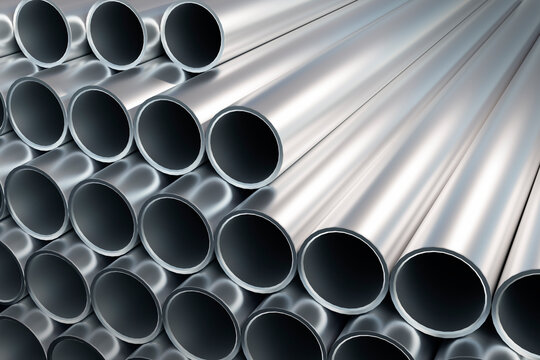 A large warehouse of shiny new metal pipes.