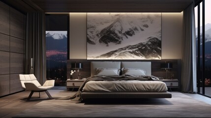 Interior design of modern elegant bedroom