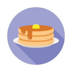 Pancake with syrup and butter on top icon. Vector illustration.