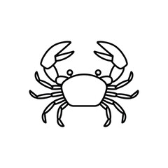Crab line icon. Seafood shop logo branding for craft food packaging or restaurant design symbol. Vector illustration