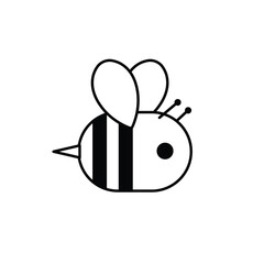 Cute little bee icon isolated on white background. Honey flying bee. Vector illustration. 