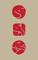 Various abstract vector icons of Lord Ganesha. Set of graphic motifs or shapes of Hindu deity Ganesha.