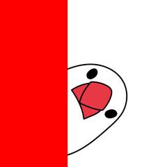 白文鳥がチラッと覗いているイラスト素材　赤