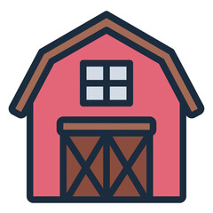 Barn for farming agriculture  filled line icon © andinur