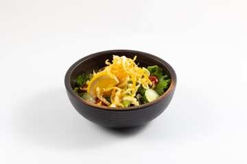 japan traditional food salmon salad.  Japanese food isolated on white background