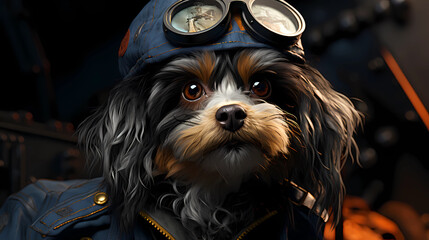 Obraz premium a dog wearing a mail courier uniform