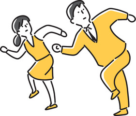 振り向く男女社員