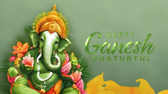 Happy Ganesh Chaturthi Text Animation. Great for Ganesh Chaturthi Celebrations, for banner, social media feed wallpaper stories