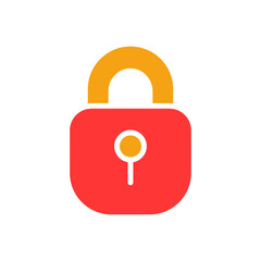 Closed padlock line icon. Key, door, protection, safety, prohibition. Vector colored icon on a white background for business