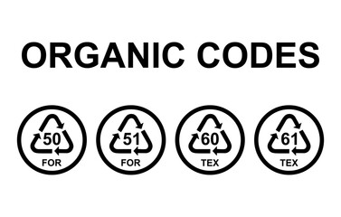 Set of Organic symbol, ecology recycling sign isolated on white background. Package waste icon