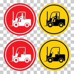 Set of Forklift transport icon, industry vehicle machine symbol, fork truck warehouse vector illustration