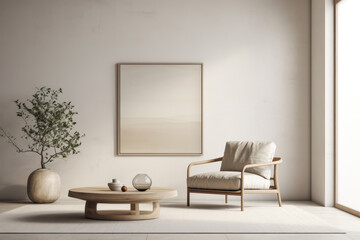 Luxurious minimalist living room in beige