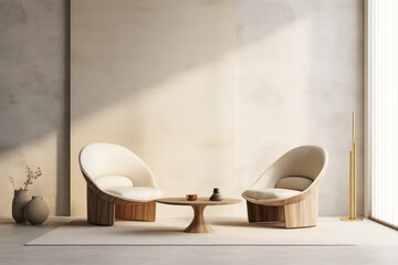 Luxurious minimalist living room in beige
