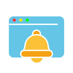 Website with bell line icon. Reminder, alarm clock, web design, internet, world wide web. Vector colored icon on a white background for business