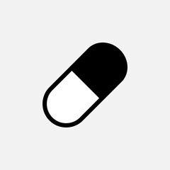 Capsule Icon. Drug Symbol. Cure Sign . Medical Element. Logo Component - Vector.   