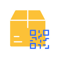 Obraz premium Box with qar code line icon. Scan, smart delivery, package, online shopping. Vector colored icon on a white background for business