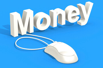 Mouse with money word isolated