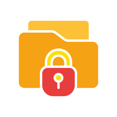 Folder with lock line icon. Security of personal data, information, protection, protection, danger, insurance. Vector colored icon on a white background for business